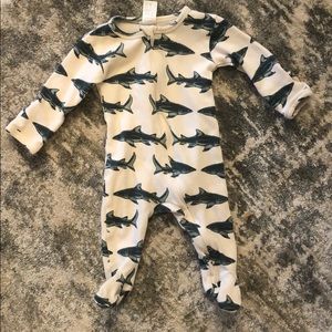Shark zipper footie